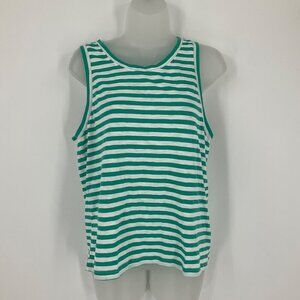 J.Crew women’s  Green & White Striped Tank Top 100% Cotton Size S